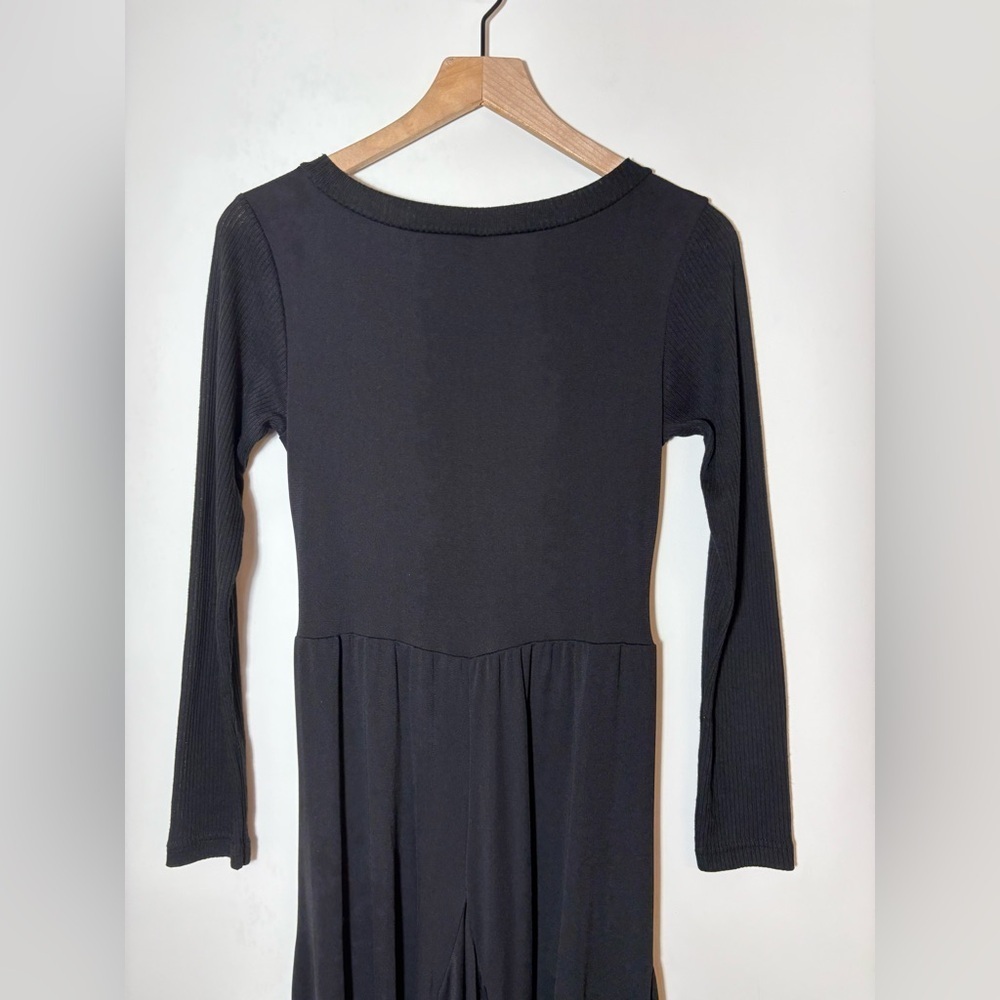INIZIO Black Lagenlook Italy Asymmetrical Long Sleeve Dress Size Small - Picture 7 of 10